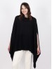 Super Soft Turtle Neck Side Slit Two-Tone Poncho